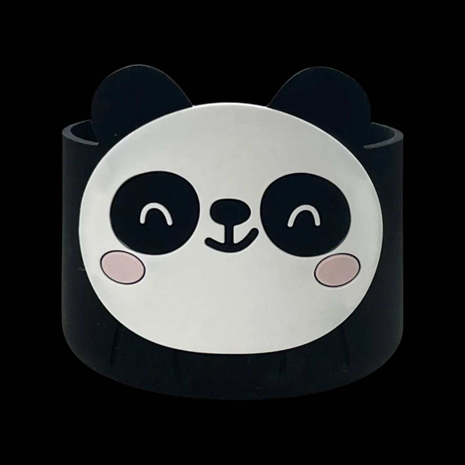 Capa de Silicone Médio - Variados 3D com design de panda, ideal para proteger copos e garrafas de 350 ml a 750 ml.