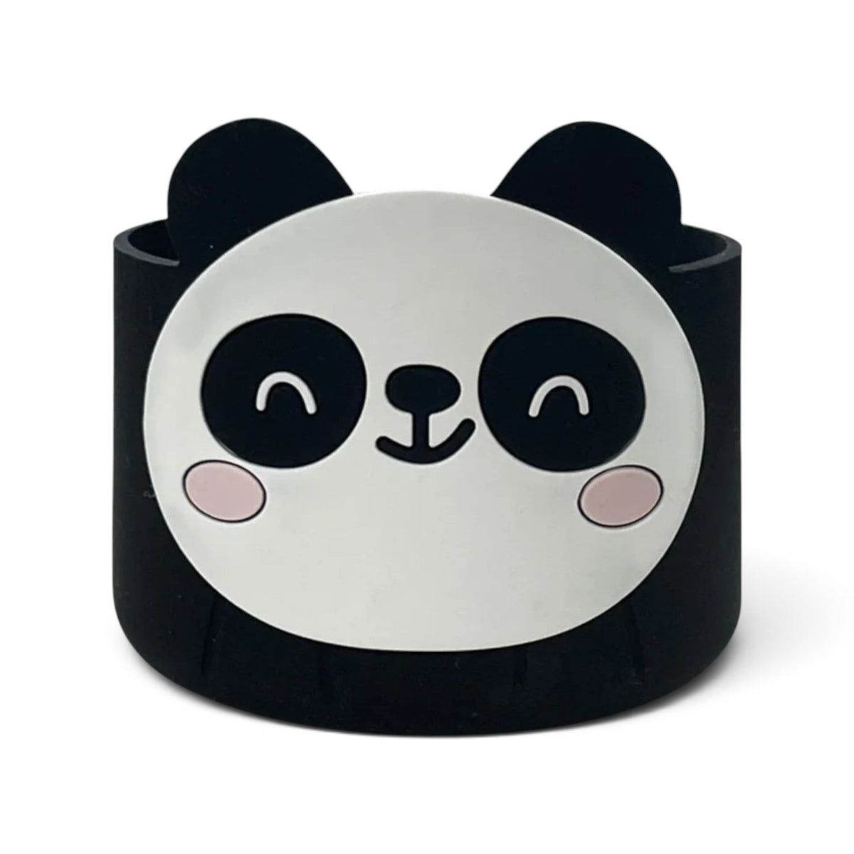 Capa de Silicone Médio - Variados 3D com design de panda, ideal para proteger copos e garrafas de 350 ml a 750 ml.