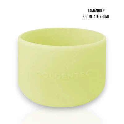 Capa de Silicone Goldentec P para garrafas térmicas, tamanho P, protege contra impactos e arranhões, ideal para 350ml a 750ml.
