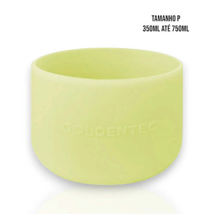 Capa de Silicone Goldentec P para garrafas térmicas, tamanho P, protege contra impactos e arranhões, ideal para 350ml a 750ml.