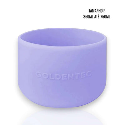 Capa de Silicone Goldentec P roxa ideal para garrafas térmicas de 350ml a 750ml. Proteção contra impactos e arranhões.