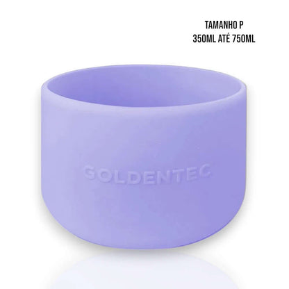 Capa de Silicone Goldentec P roxa ideal para garrafas térmicas de 350ml a 750ml. Proteção contra impactos e arranhões.