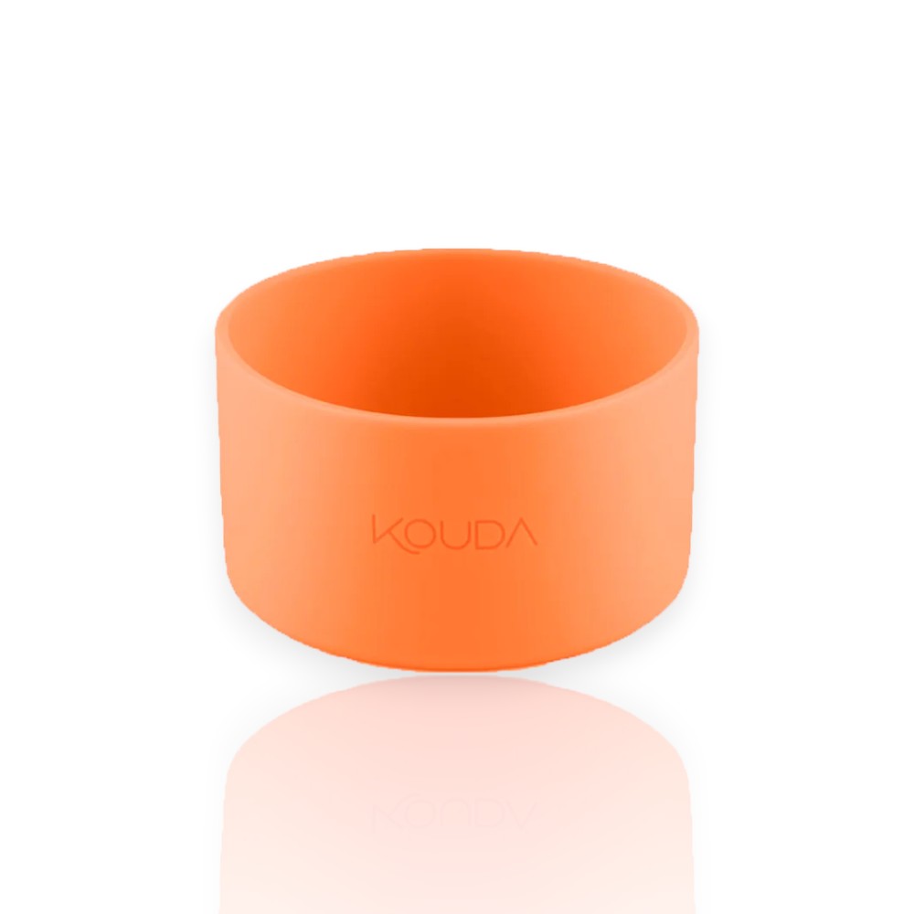 Capa de Silicone Kouda – Ladakh e Martial P, protetor de base laranja para garrafas, evita arranhões e deslizes em superfícies.
