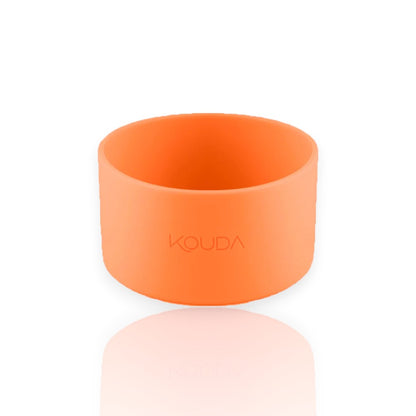 Capa de Silicone Kouda – Ladakh e Martial P, protetor de base laranja para garrafas, evita arranhões e deslizes em superfícies.
