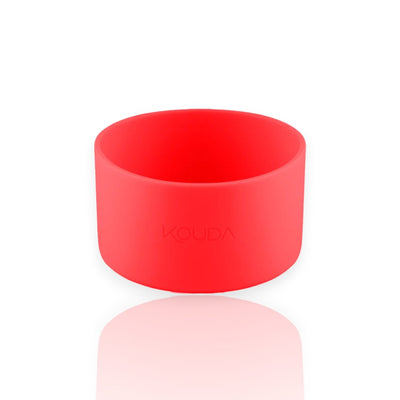 Capa de Silicone Kouda – Ladakh e Martial P, protetor de base para garrafas em silicone vermelho, evita arranhões e danos.