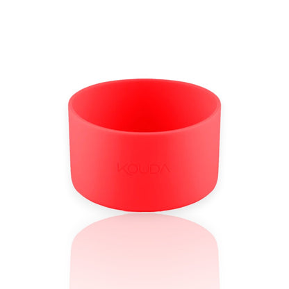 Capa de Silicone Kouda – Ladakh e Martial P, protetor de base para garrafas em silicone vermelho, evita arranhões e danos.