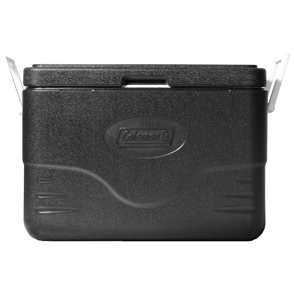 Caixa Térmica 26,5L Personal All Black Coleman com tampa inovadora, ideal para manter bebidas frescas por até 3 dias.