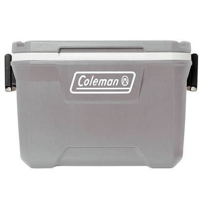 Caixa Térmica 49L Lakeside Coleman cinza com alças laterais, capacidade para 80 latas, ideal para transporte prático e seguro.