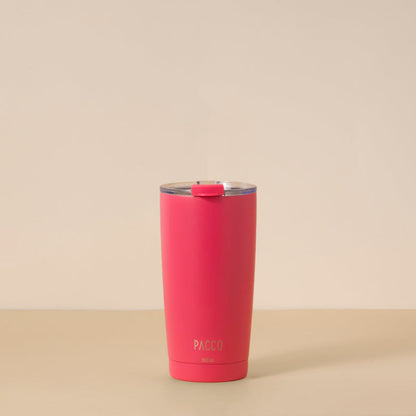 Copo Térmico PACCO ThermoCup 600ml em inox rosa, com isolamento a vácuo. Mantém bebidas geladas ou quentes com design moderno.