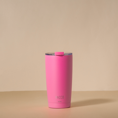 Copo Térmico PACCO ThermoCup 600ml rosa com isolamento a vácuo e design moderno, ideal para manter bebidas quentes ou frias por horas.