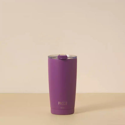 Copo Térmico PACCO ThermoCup 600ml em roxo com design moderno e isolamento a vácuo, ideal para conservar bebidas quentes ou frias.