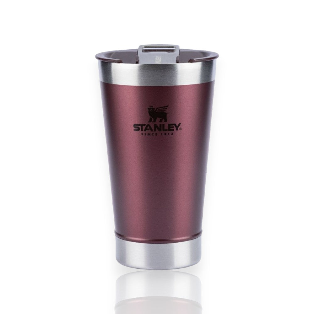 Copo Térmico de Cerveja com tampa Stanley 473ml em inox, ideal para manter bebidas geladas, perfeito para aventuras.