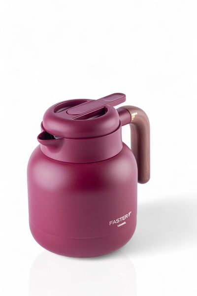 Garrafa de Café Expresso Faster - 1000ml em cor vinho com design elegante e isolamento a vácuo para manter bebidas quentes por até 6 horas.