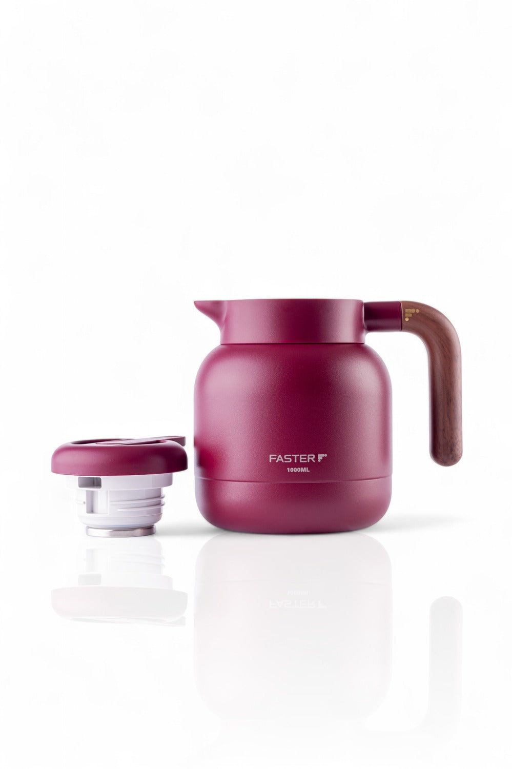 Garrafa de Café Expresso Faster - 1000ml em cor vinho, mantendo líquidos quentes por até 6 horas com isolamento a vácuo eficiente.