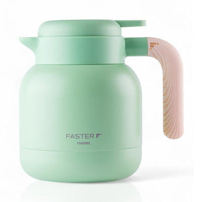 Garrafa de Café Expresso Faster - 1000ml, design elegante em verde, perfeita para manter café quente, corpo em aço inoxidável, 1L.