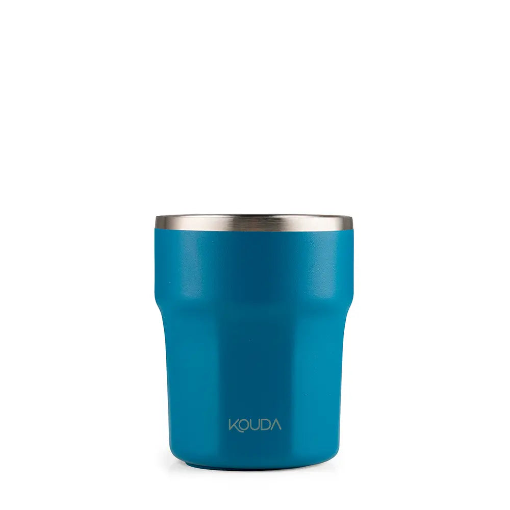 Copo Térmico Kouda Egeu 270ml azul para café compactos, prático e estiloso, ideal para escritório ou casa.