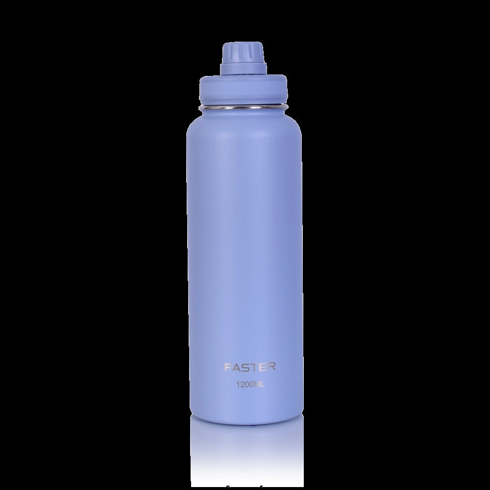 Garrafa Térmica Faster - 1200ml, azul, aço inoxidável 18/8, resistente à corrosão, tecnologia de isolamento térmico, 12 horas quente, 24 horas fria.