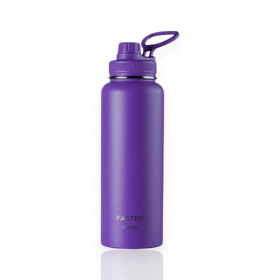 Garrafa Térmica Faster - 1200ml roxa em aço inoxidável com isolamento térmico e design sustentável.