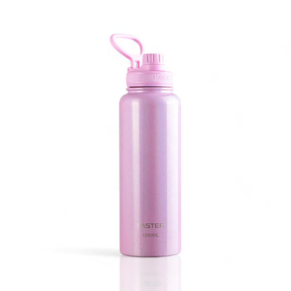Garrafa Térmica Faster - 1200ml rosa com isolamento térmico e alça para transporte.