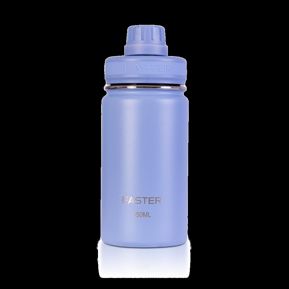 Garrafa Térmica Faster - 350ml em azul, ideal para incentivar a hidratação com design compacto para uso diário e escolar.