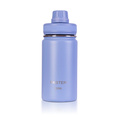 Garrafa Térmica Faster - 350ml em azul, ideal para incentivar a hidratação com design compacto para uso diário e escolar.