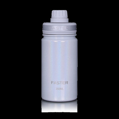 Garrafa Térmica Faster - 350ml prateada, ideal para manter bebidas frias ou quentes, perfeita para incentivar a hidratação.