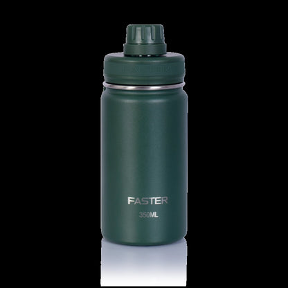 Garrafa Térmica Faster - 350ml verde, ideal para hidratação diária e lancheiras, com design moderno e capacidade para bebidas frias ou quentes.