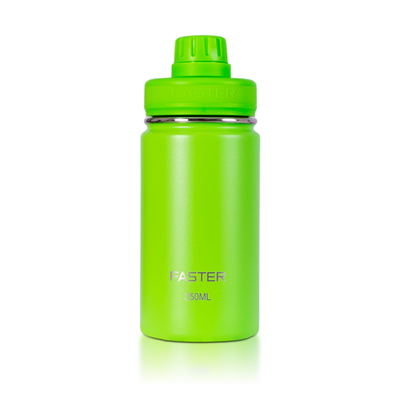 Garrafa Térmica Faster - 350ml verde para incentivar a hidratação, perfeita para lancheiras com água saborizada com frutas.