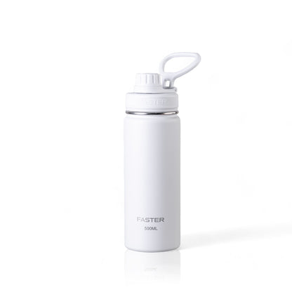 Garrafa Térmica Faster - 500ml, branca, design moderno, ideal para academia e viagens, conservação de temperatura e sustentabilidade.
