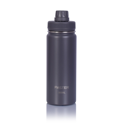 Garrafa Térmica Faster - 500ml em aço inoxidável, design moderno, ideal para academia e viagens, com garantia de 12 meses.