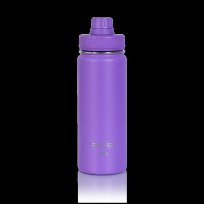 Garrafa Térmica Faster - 500ml roxa com design moderno e sustentável, ideal para academia e viagens, com garantia de 12 meses.