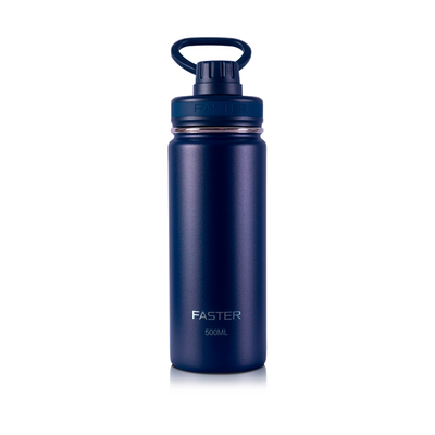Garrafa Térmica Faster - 500ml azul, ideal para manter a temperatura das bebidas e reduzir embalagens descartáveis, com design moderno.