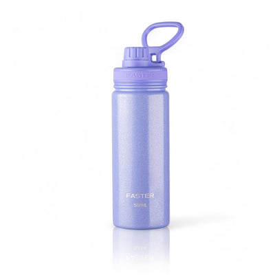 Garrafa Térmica Faster - 500ml roxa com design moderno e alça prática para uso na academia ou em viagens. Sustentabilidade e estilo garantidos.