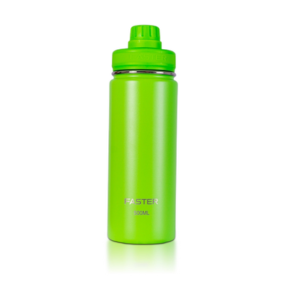 Garrafa Térmica Faster - 500ml verde, ideal para manter bebidas quentes ou frias, contribuindo para a sustentabilidade.