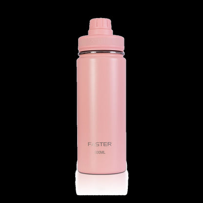 Garrafa Térmica Faster - 500ml rosa, com design moderno para transporte fácil e sustentável, ideal para academia e viagens.