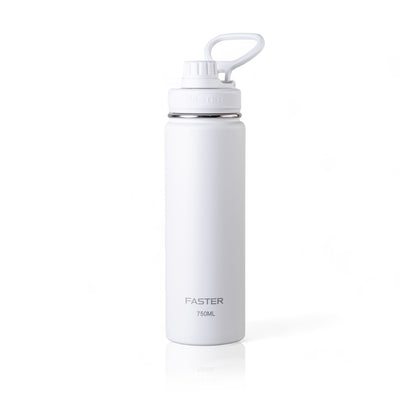 Garrafa Térmica Faster - 750ml em aço inoxidável, isolada a vácuo, mantém bebidas quentes por 12h e frias por 24h, sustentável e durável.