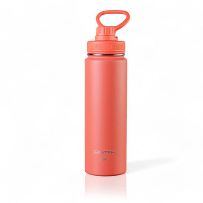 Garrafa Térmica Faster - 750ml em aço inoxidável com isolamento a vácuo, cor laranja, capacidade de 750ml.