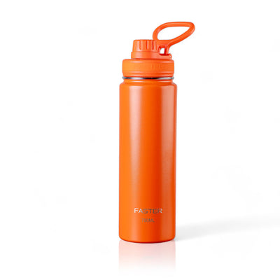 Garrafa Térmica Faster - 750ml em aço inoxidável laranja com isolamento térmico para manter bebidas quentes ou frias.