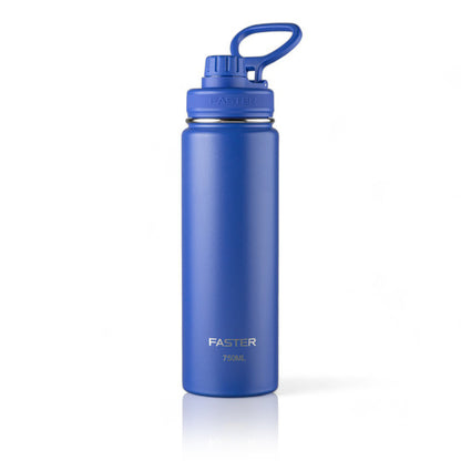 Garrafa Térmica Faster - 750ml em aço inox azul, com isolamento térmico para bebidas quentes e frias, 750ml de capacidade.