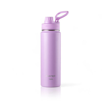 Garrafa Térmica Faster - 750ml em aço inoxidável, cor lilás, com tecnologia de isolamento térmico, mantém bebidas frias ou quentes.