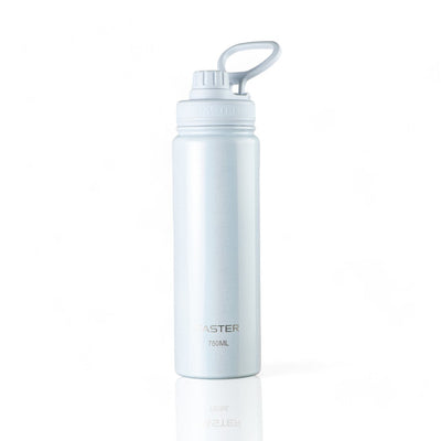 Garrafa Térmica Faster - 750ml em aço inoxidável branco com tampa de alça, isolamento térmico para bebidas quentes e frias.