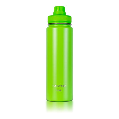 Garrafa Térmica Faster - 750ml verde, aço inoxidável 18/8, isolamento térmico para bebidas quentes e frias, sustentável e durável.