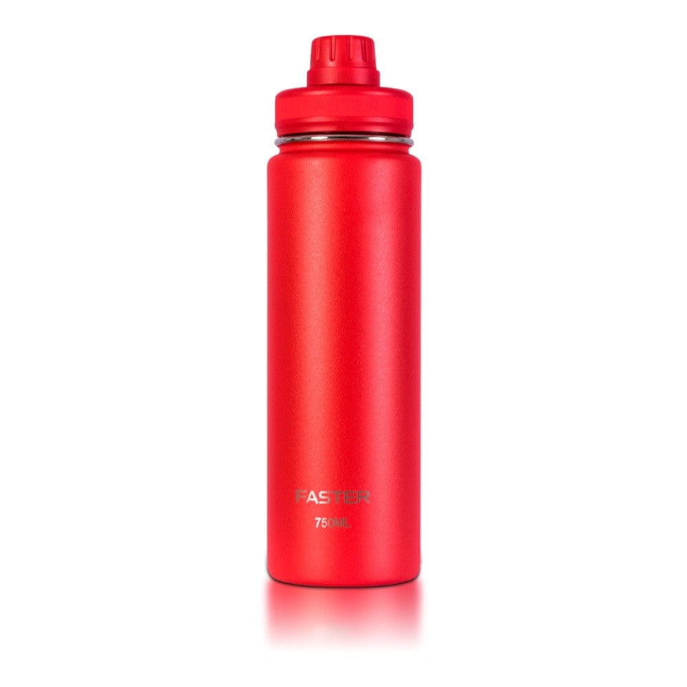 Garrafa Térmica Faster - 750ml vermelha em aço inoxidável com isolamento térmico avançado para bebidas quentes e frias.
