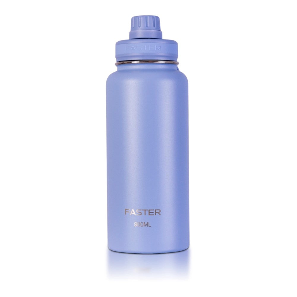 Garrafa Térmica Faster - 900ml em aço inoxidável, cor azul, ideal para manter bebidas quentes por 12h e frias por 24h.