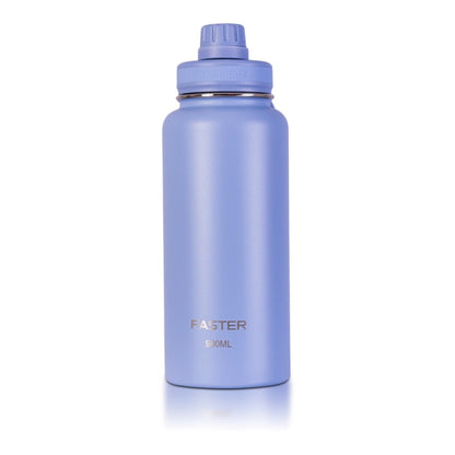 Garrafa Térmica Faster - 900ml em aço inoxidável, cor azul, ideal para manter bebidas quentes por 12h e frias por 24h.
