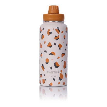 Garrafa Térmica Faster - 900ml com design compacto e estampas modernas, ideal para manter bebidas quentes por 12h e frias por 24h.