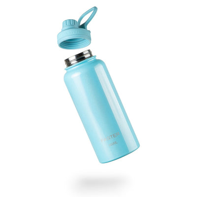 Garrafa Térmica Faster - 900ml azul, tampa removível, mantém líquidos quentes por 12h e frios por 24h. Alta performance e durabilidade.