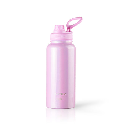 Garrafa Térmica Faster - 900ml rosa, mantém bebidas quentes por 12h e frias por 24h, em aço inoxidável. Design leve e compacto.