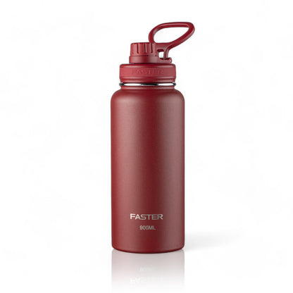 Garrafa Térmica Faster - 900ml em aço inox, mantendo bebidas quentes por 12h e frias por 24h, ideal para alta performance térmica.