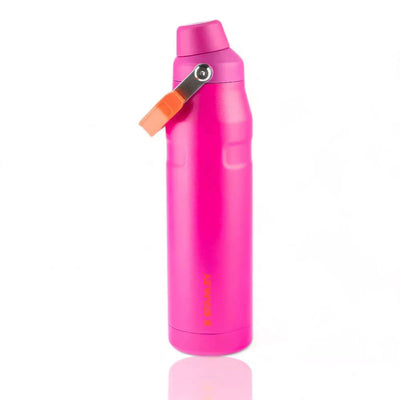 Garrafa Térmica Stanley Aerolight™ Fast Flow - 1,1L rosa em fundo branco, leve e resistente para hidratação prática